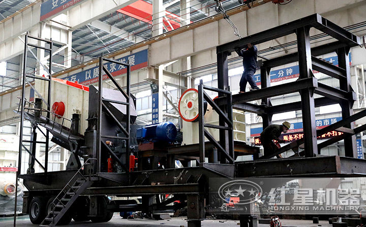 多機組合移動石子破碎機，顎破機+圓錐破+振動篩一體機 